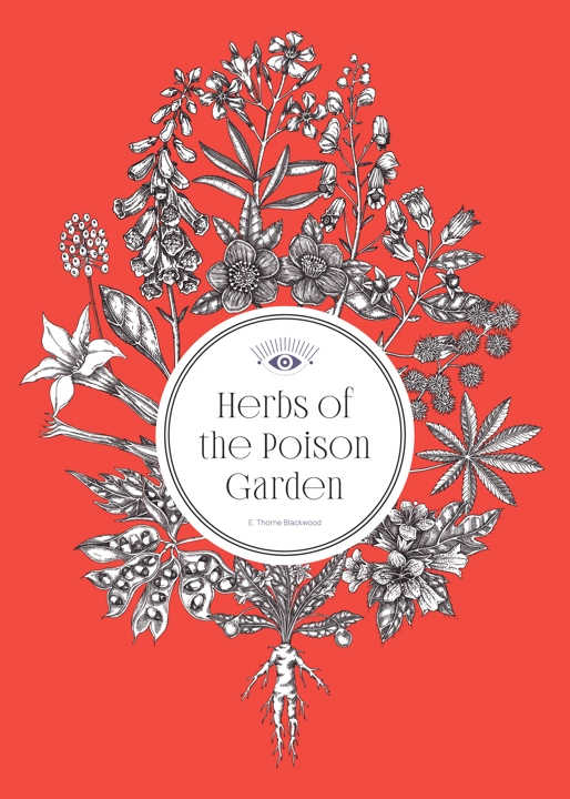 Poisonous Plants Illustration in sketch style. Gothic Botanical Book Cover Design for Halloween, Witchcraft & Dark Academia. NOT AI generated